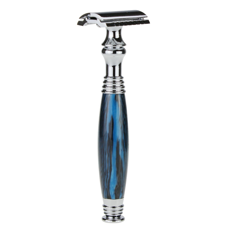 AS-5 Men Shaving Kit Double Edge Safety Razor Stand Blade Set(Black Blue Resin)