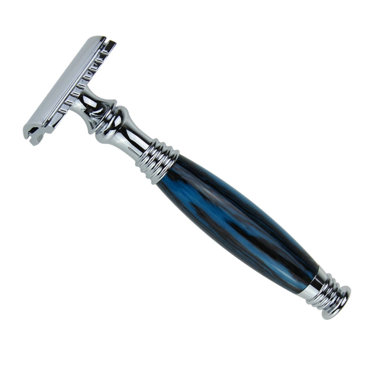 AS-5 Men Shaving Kit Double Edge Safety Razor Stand Blade Set(Black Blue Resin)