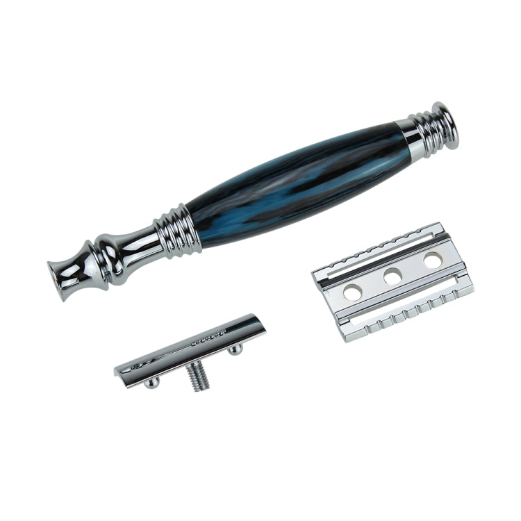 AS-5 Men Shaving Kit Double Edge Safety Razor Stand Blade Set(Black Blue Resin)