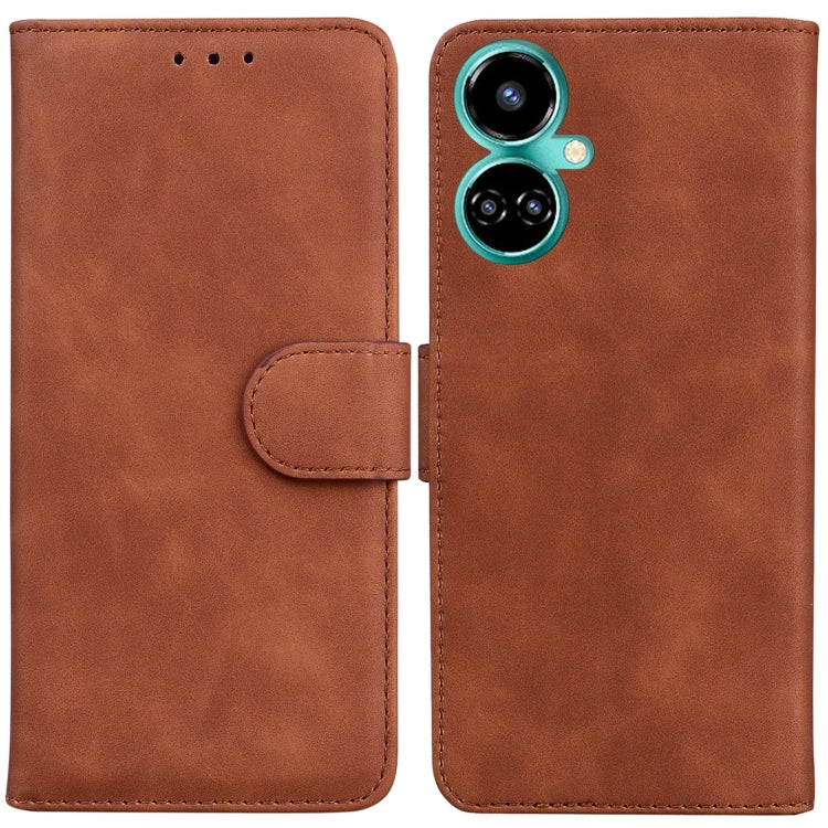 For Tecno Camon 19 Skin Feel Pure Color Flip Leather Phone Case