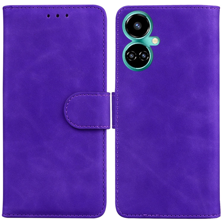 For Tecno Camon 19 Skin Feel Pure Color Flip Leather Phone Case