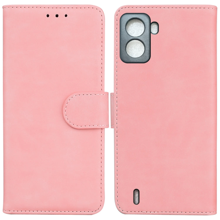 For Tecno Pop 6 No Fingerprints Skin Feel Pure Color Flip Leather Phone Case