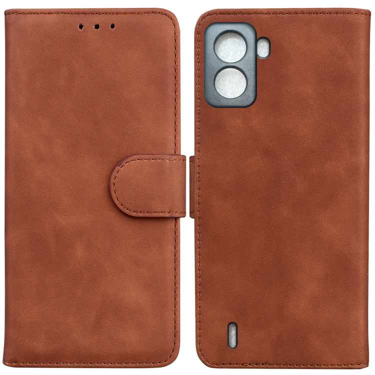 For Tecno Pop 6 No Fingerprints Skin Feel Pure Color Flip Leather Phone Case