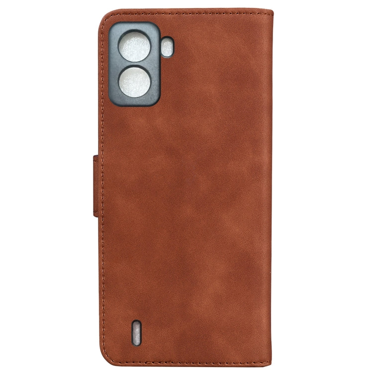 For Tecno Pop 6 No Fingerprints Skin Feel Pure Color Flip Leather Phone Case