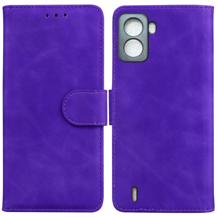 For Tecno Pop 6 No Fingerprints Skin Feel Pure Color Flip Leather Phone Case