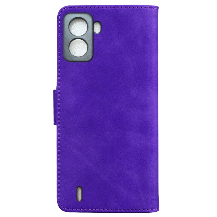 For Tecno Pop 6 No Fingerprints Skin Feel Pure Color Flip Leather Phone Case