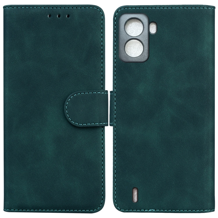 For Tecno Pop 6 No Fingerprints Skin Feel Pure Color Flip Leather Phone Case