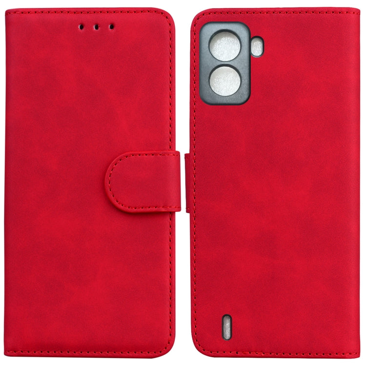 For Tecno Pop 6 No Fingerprints Skin Feel Pure Color Flip Leather Phone Case