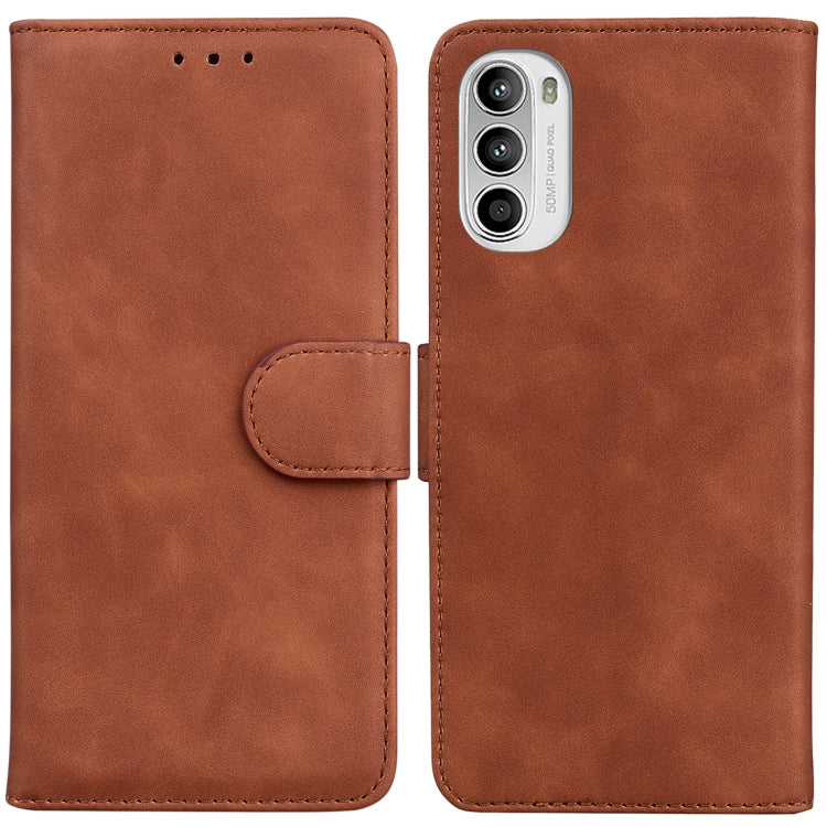 For Motorola Moto G62 5G Skin Feel Pure Color Flip Leather Phone Case