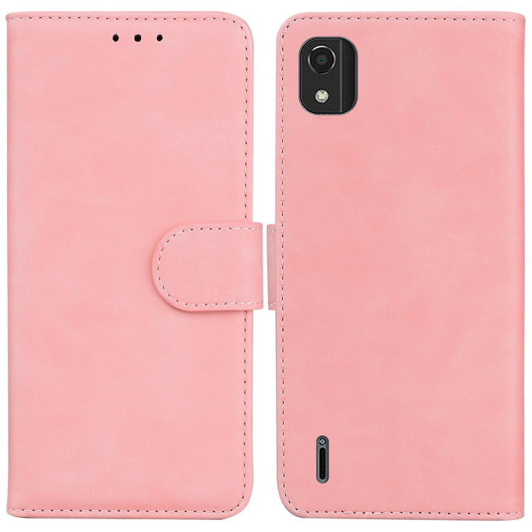 For Nokia C2 2nd Edition Skin Feel Pure Color Flip Leather Phone Case