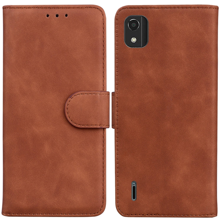 For Nokia C2 2nd Edition Skin Feel Pure Color Flip Leather Phone Case