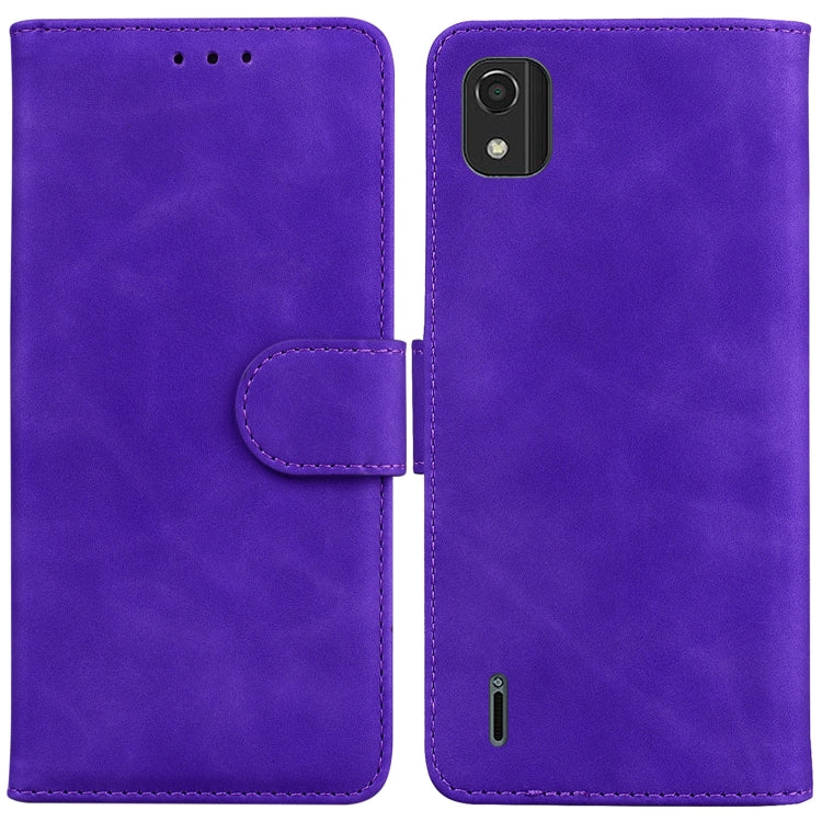 For Nokia C2 2nd Edition Skin Feel Pure Color Flip Leather Phone Case