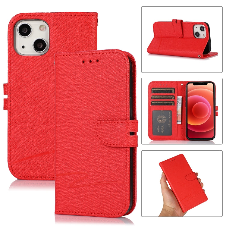 For iPhone 13 mini Cross Texture Horizontal Flip Leather Phone Case
