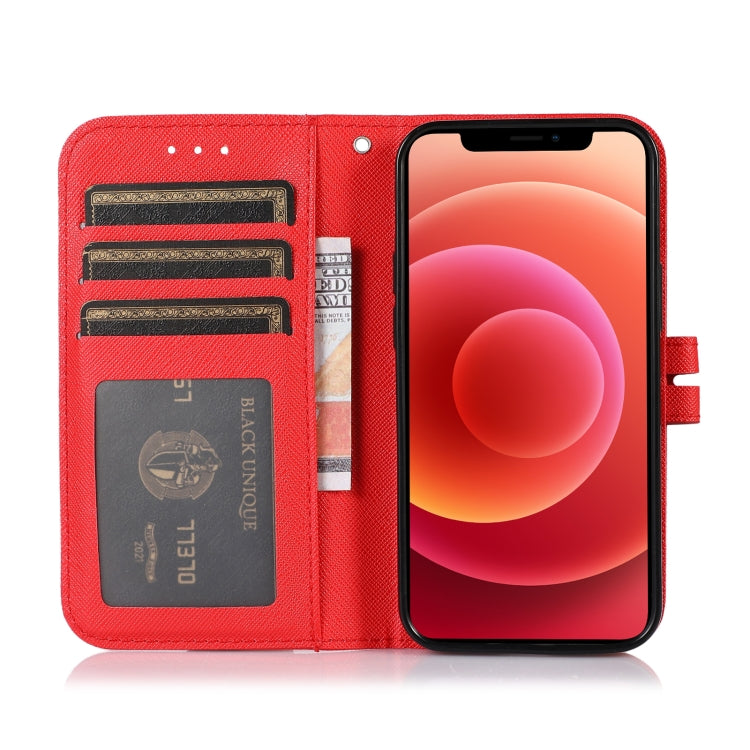 For iPhone 13 mini Cross Texture Horizontal Flip Leather Phone Case