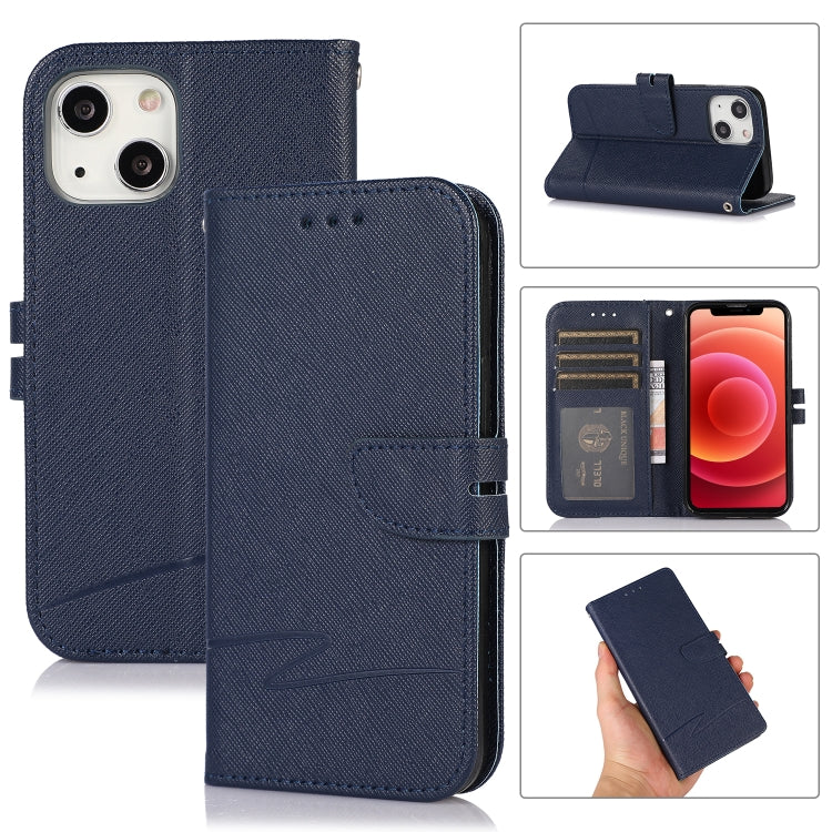 For iPhone 13 mini Cross Texture Horizontal Flip Leather Phone Case