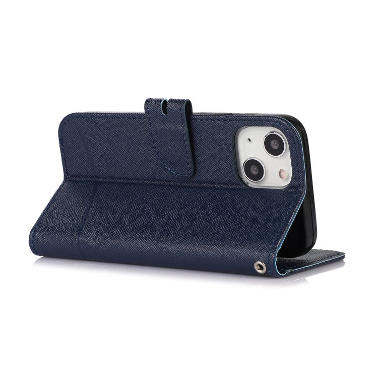 For iPhone 13 mini Cross Texture Horizontal Flip Leather Phone Case