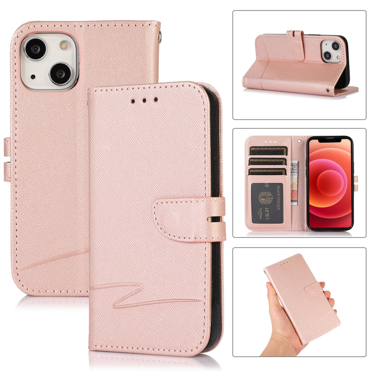 For iPhone 13 mini Cross Texture Horizontal Flip Leather Phone Case