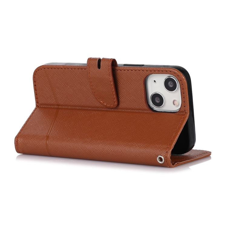 For iPhone 13 mini Cross Texture Horizontal Flip Leather Phone Case
