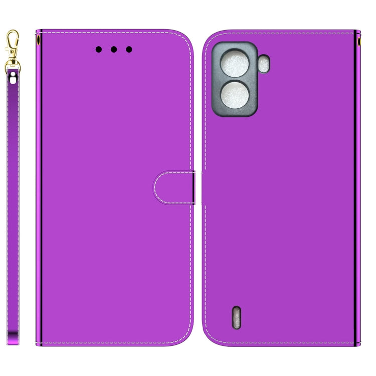 For Tecno Pop 6 No Fingerprints Imitated Mirror Surface Horizontal Flip Leather Phone Case