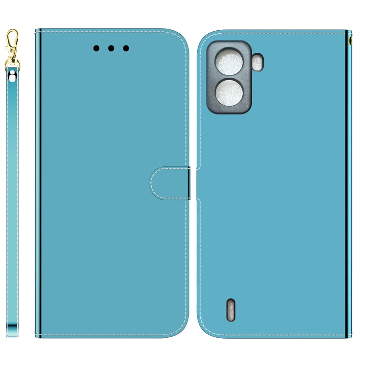 For Tecno Pop 6 No Fingerprints Imitated Mirror Surface Horizontal Flip Leather Phone Case