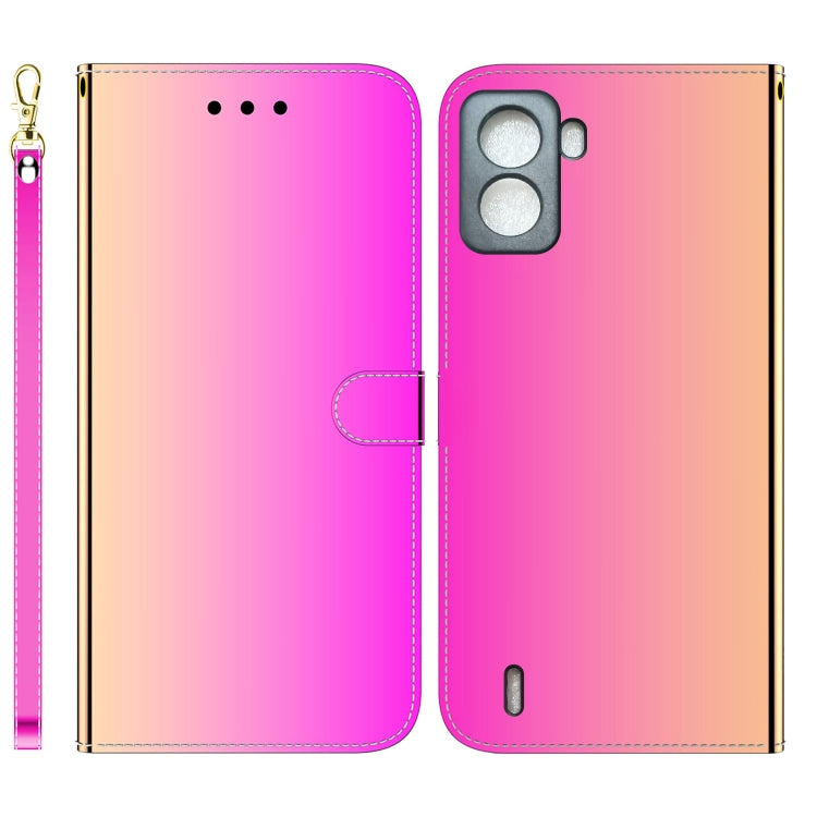For Tecno Pop 6 No Fingerprints Imitated Mirror Surface Horizontal Flip Leather Phone Case