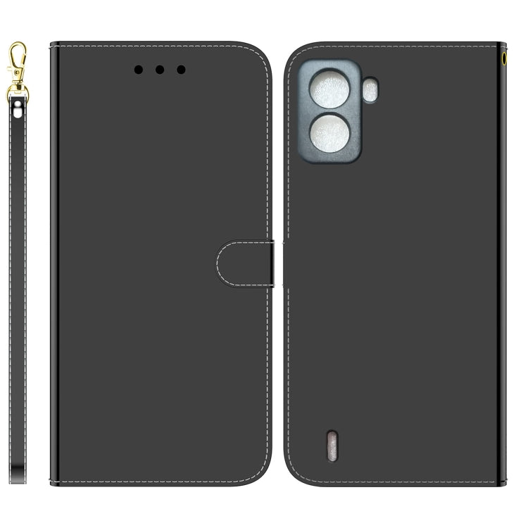 For Tecno Pop 6 No Fingerprints Imitated Mirror Surface Horizontal Flip Leather Phone Case