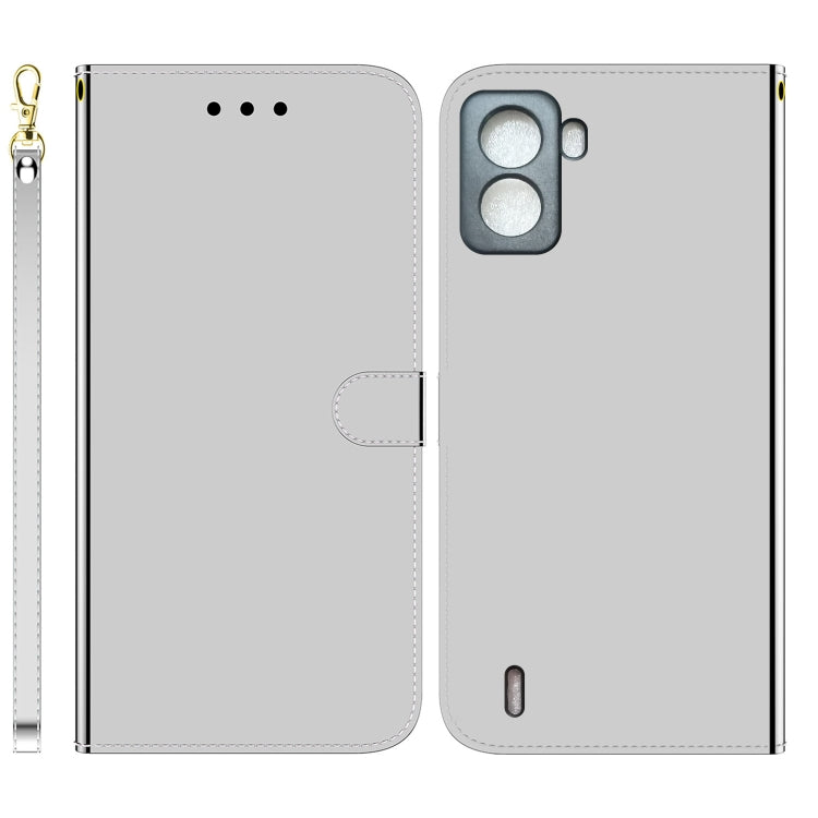 For Tecno Pop 6 No Fingerprints Imitated Mirror Surface Horizontal Flip Leather Phone Case