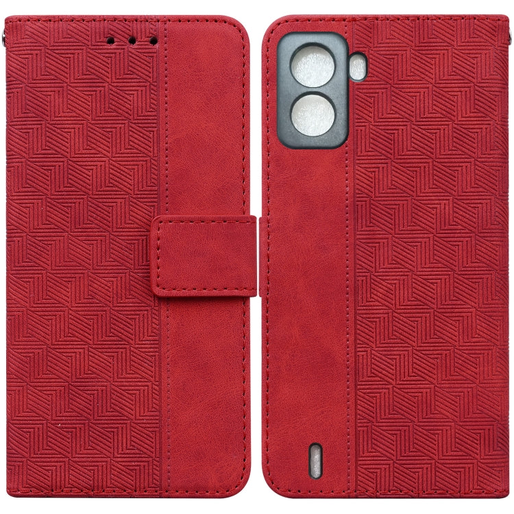 For Tecno Pop 6 No Fingerprints Geometric Embossed Leather Phone Case