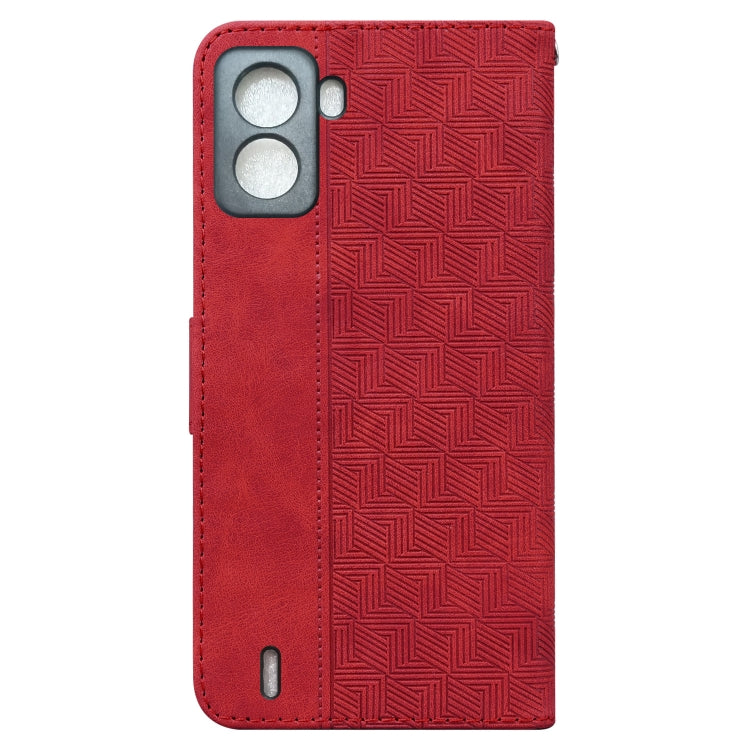 For Tecno Pop 6 No Fingerprints Geometric Embossed Leather Phone Case