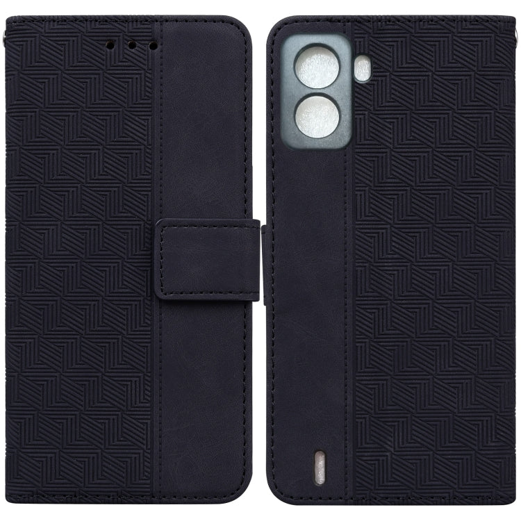 For Tecno Pop 6 No Fingerprints Geometric Embossed Leather Phone Case