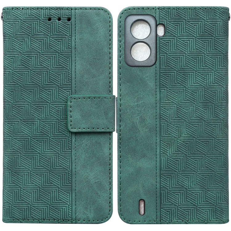 For Tecno Pop 6 No Fingerprints Geometric Embossed Leather Phone Case