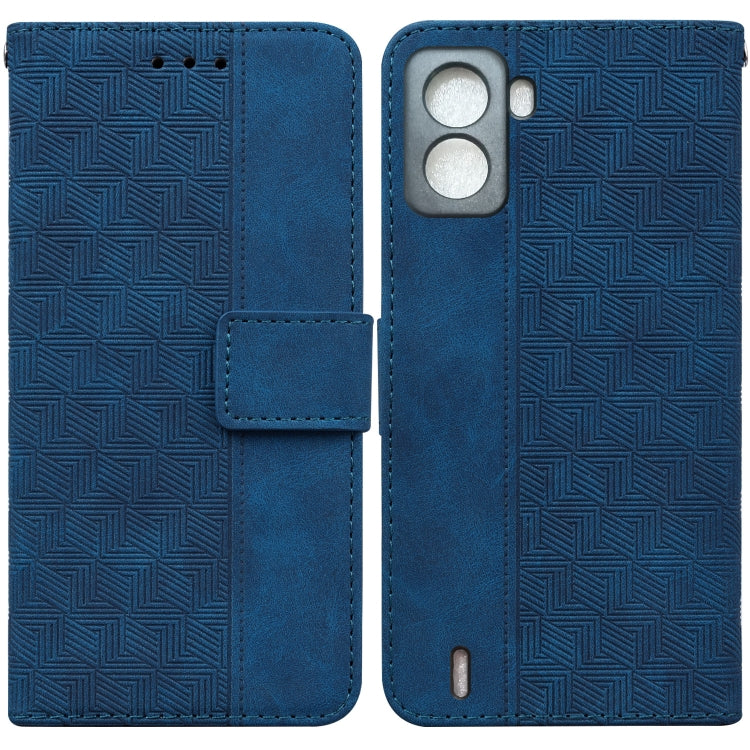 For Tecno Pop 6 No Fingerprints Geometric Embossed Leather Phone Case