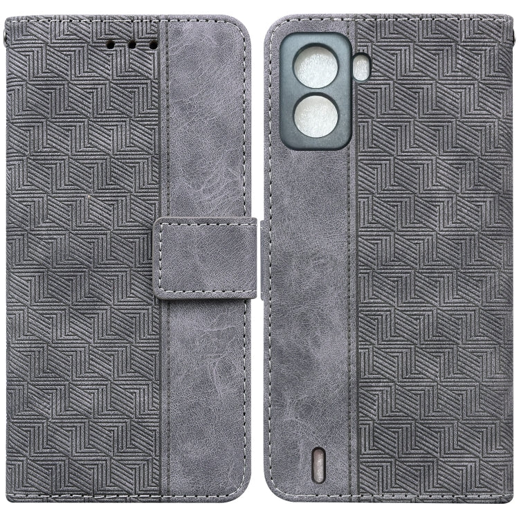 For Tecno Pop 6 No Fingerprints Geometric Embossed Leather Phone Case