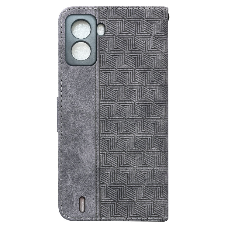 For Tecno Pop 6 No Fingerprints Geometric Embossed Leather Phone Case