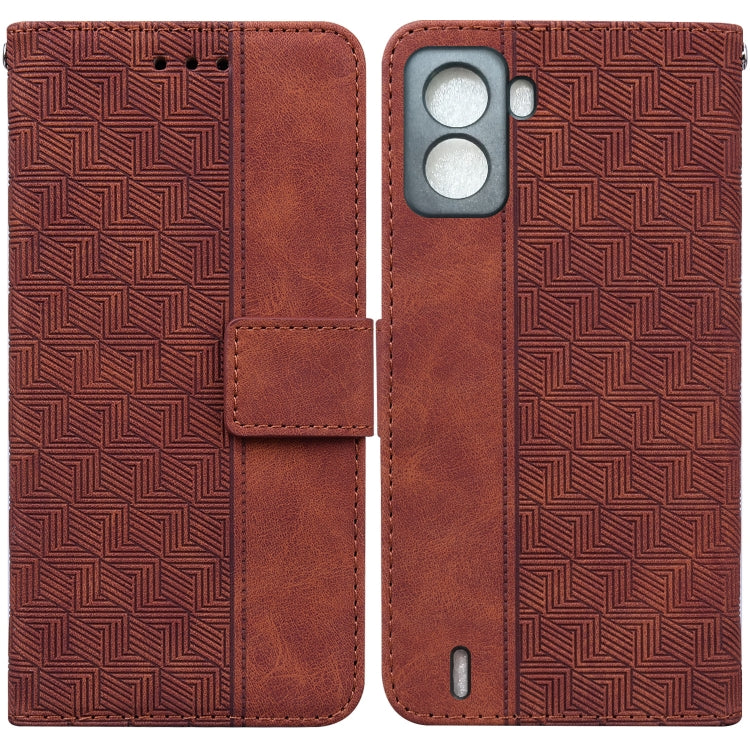For Tecno Pop 6 No Fingerprints Geometric Embossed Leather Phone Case