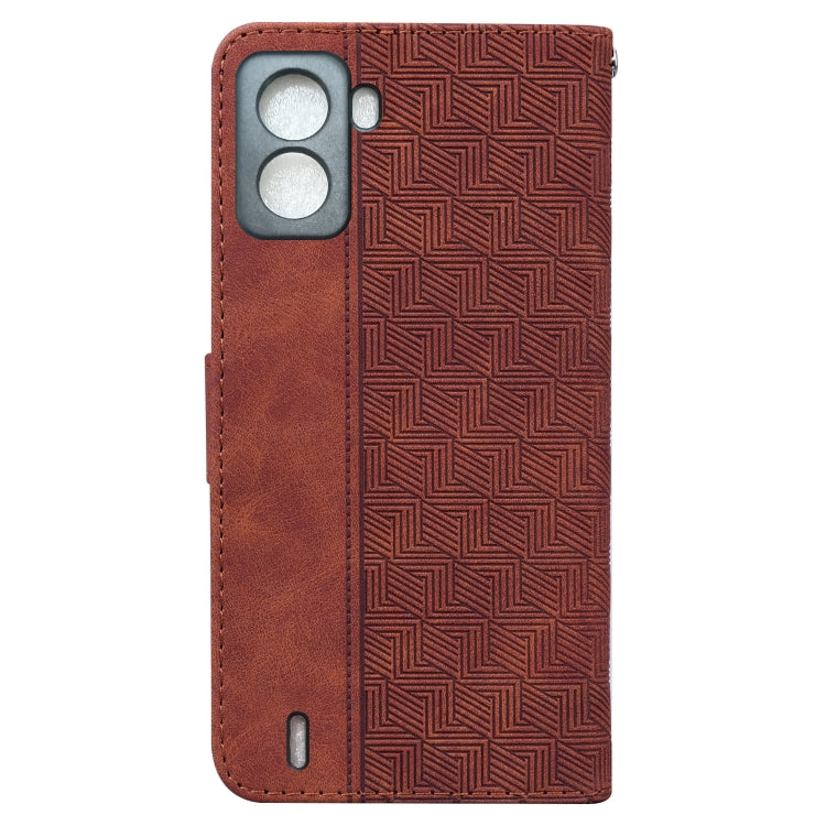 For Tecno Pop 6 No Fingerprints Geometric Embossed Leather Phone Case