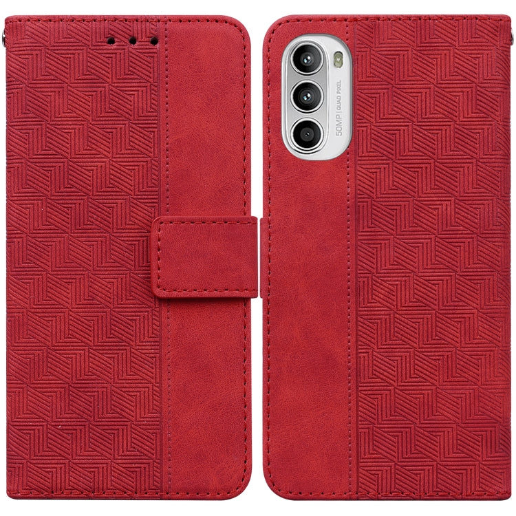 For Motorola Moto G62 5G Geometric Embossed Leather Phone Case
