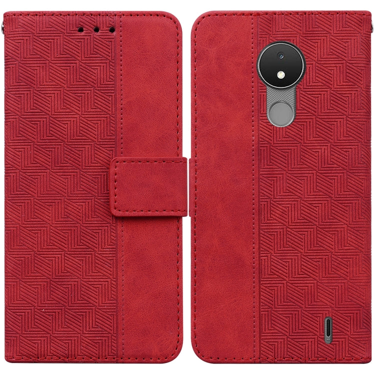 For Nokia C21 Geometric Embossed Leather Phone Case