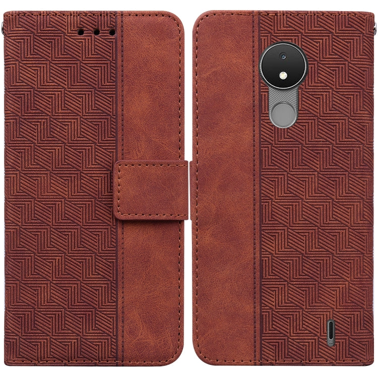 For Nokia C21 Geometric Embossed Leather Phone Case