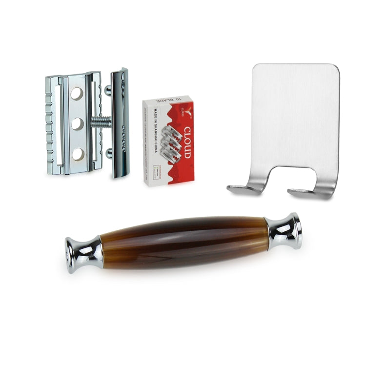 AS-10 Men Shaving Kit Double Edge Safety Razor Stand Blade Set(Short Agate)