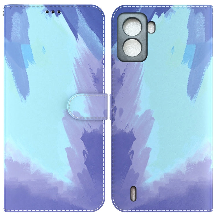 For Tecno Pop 6 No Fingerprints Watercolor Pattern Horizontal Flip Leather Phone Case