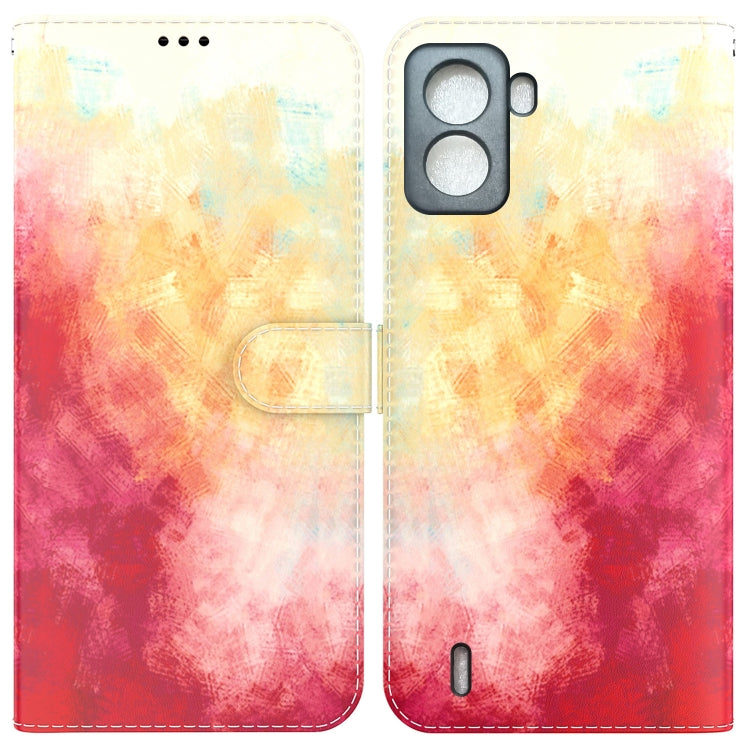 For Tecno Pop 6 No Fingerprints Watercolor Pattern Horizontal Flip Leather Phone Case