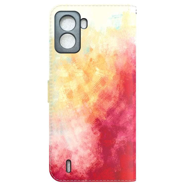 For Tecno Pop 6 No Fingerprints Watercolor Pattern Horizontal Flip Leather Phone Case