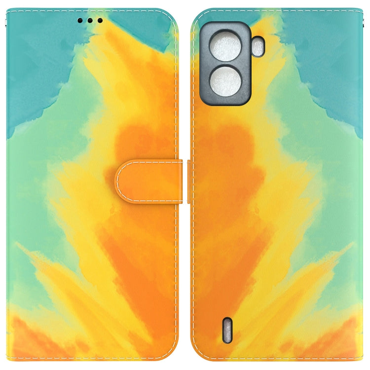 For Tecno Pop 6 No Fingerprints Watercolor Pattern Horizontal Flip Leather Phone Case