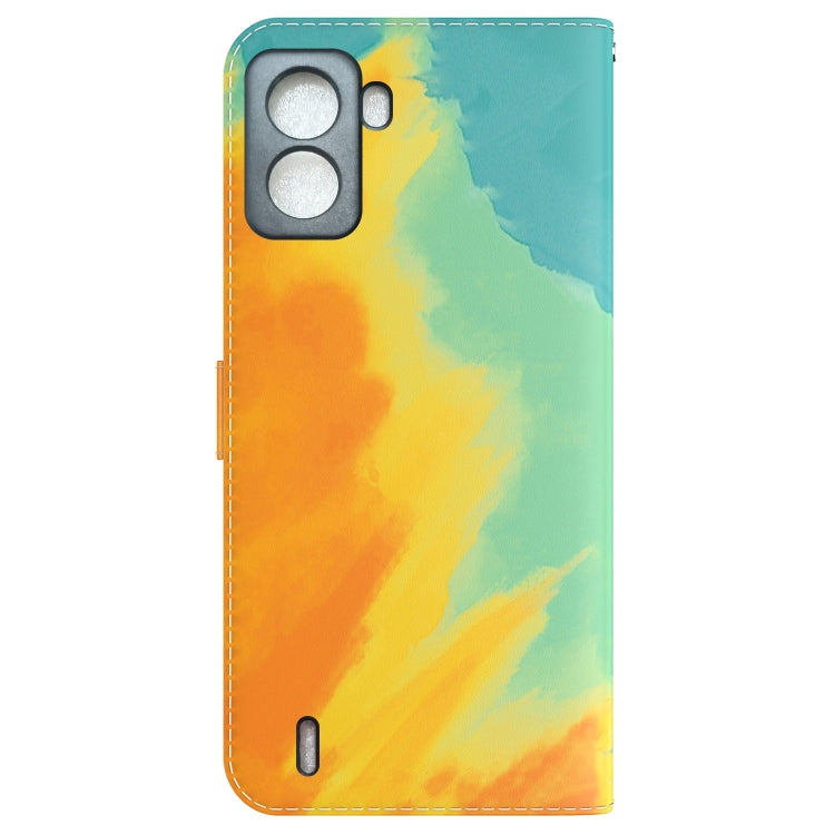 For Tecno Pop 6 No Fingerprints Watercolor Pattern Horizontal Flip Leather Phone Case