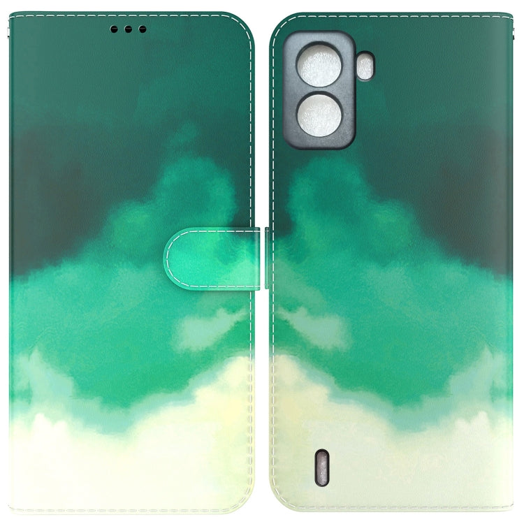 For Tecno Pop 6 No Fingerprints Watercolor Pattern Horizontal Flip Leather Phone Case