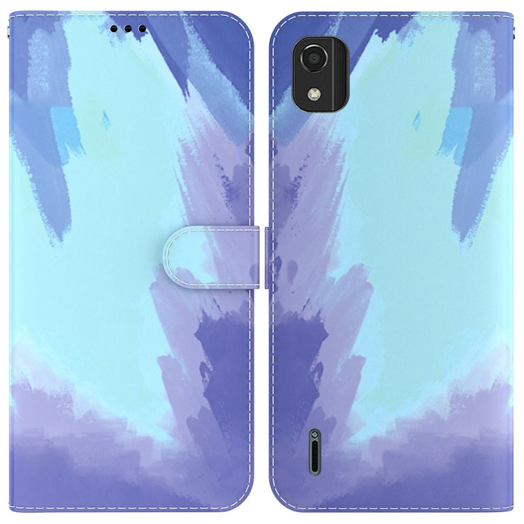 For Nokia C2 2nd Edition Watercolor Pattern Horizontal Flip Leather Phone Case