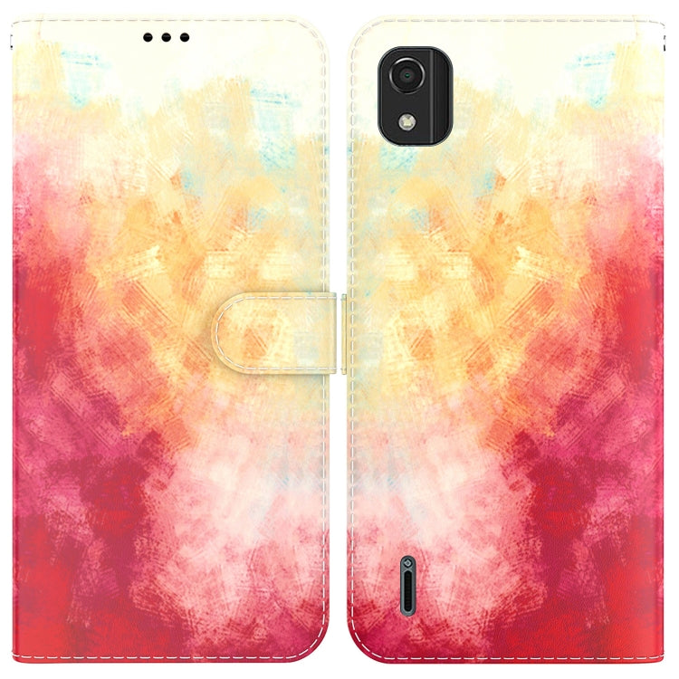 For Nokia C2 2nd Edition Watercolor Pattern Horizontal Flip Leather Phone Case