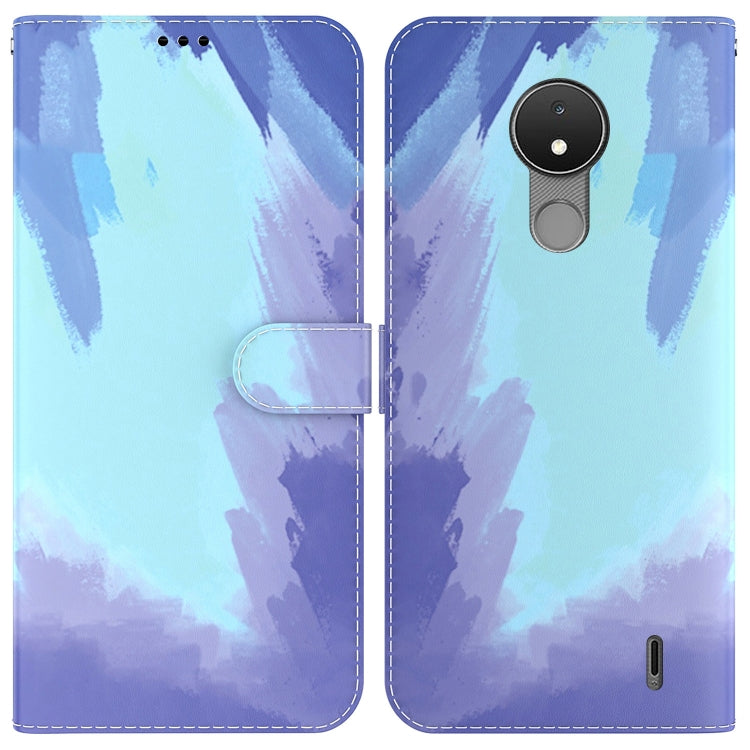 For Nokia C21 Watercolor Pattern Horizontal Flip Leather Phone Case