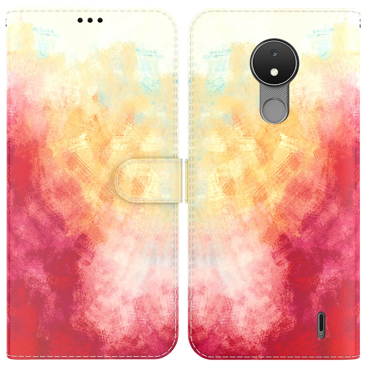 For Nokia C21 Watercolor Pattern Horizontal Flip Leather Phone Case